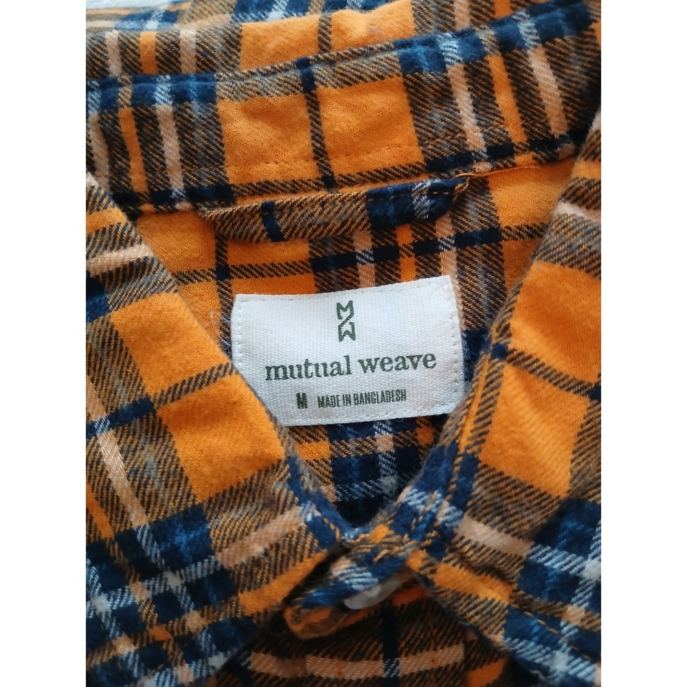 Mutual Weave Men's Orange Plaid Flannel LS Shirt Size M - Picture 4 of 7